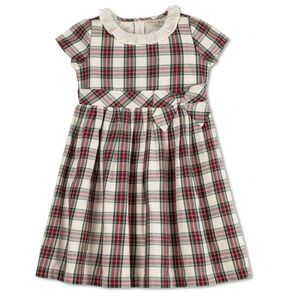 Hope & Henry Plaid Ruffle Collar Organic Party Dress 6 Ivory Holiday Tartan NWT
